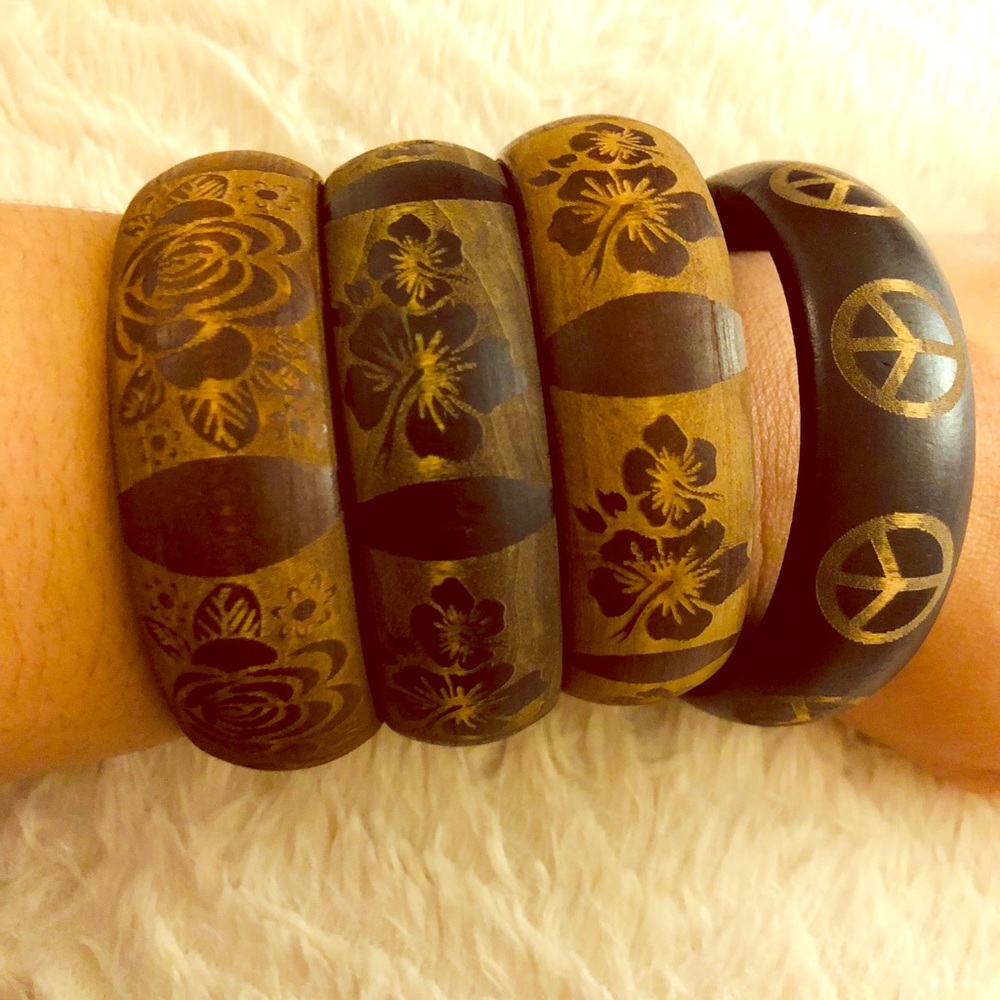 Hand crafted wooden bracelets made in Guatemala
